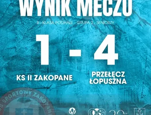 KS II Zakopane uległo Przełęczy Łopuszna 1:4 w B-klasie Podhale
