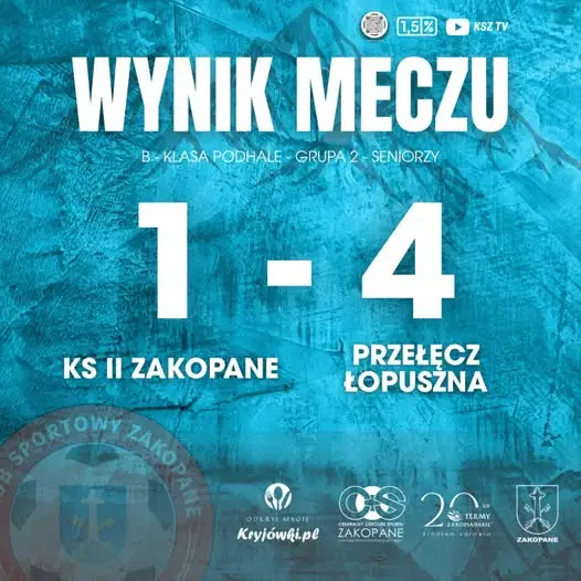 KS II Zakopane uległo Przełęczy Łopuszna 1:4 w B-klasie Podhale