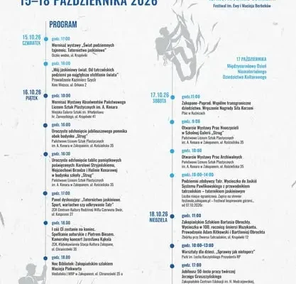15. Festiwal Inspirowane Górami 2026 – jaskinie i taternictwo jaskiniowe w Zakopanem
