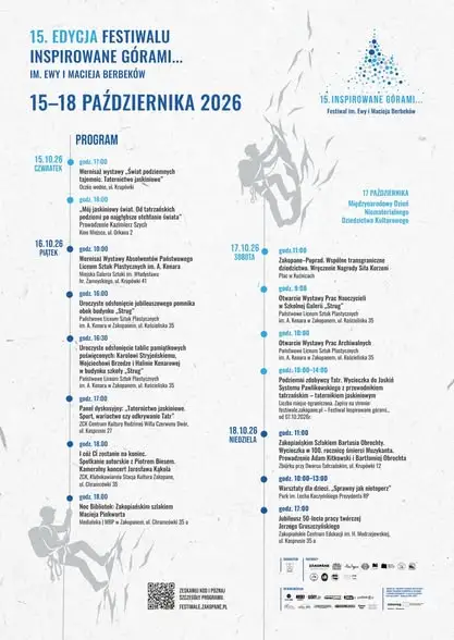 15. Festiwal Inspirowane Górami 2026 – jaskinie i taternictwo jaskiniowe w Zakopanem