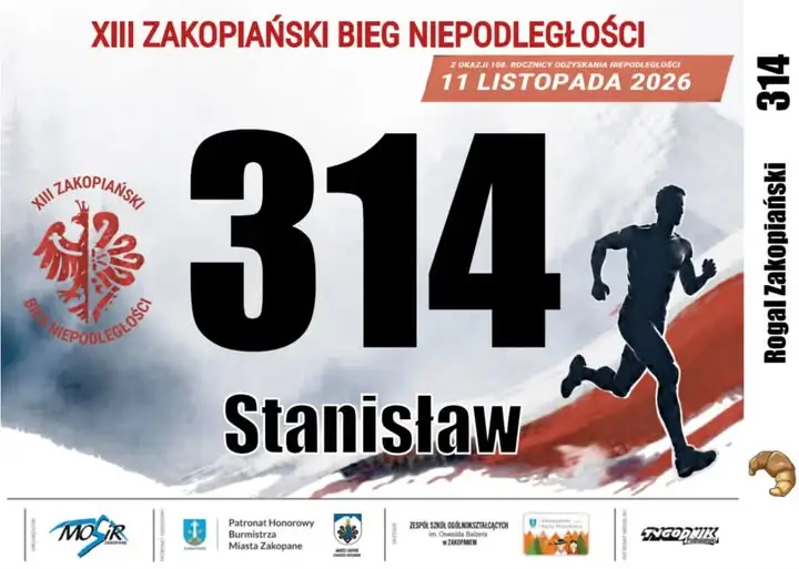 XIII Zakopiański Bieg Niepodległości: personalizowany numer startowy i spójna kolekcja gadżetów